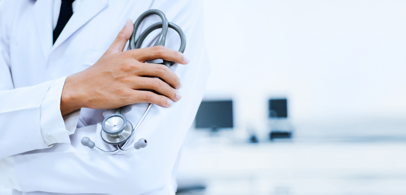 Doctor with stethoscope, Respocare logo